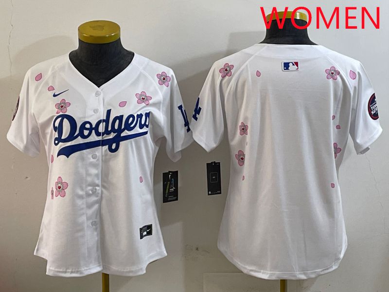 Women Los Angeles Dodgers Blank White Sakura Edition 2025 Nike MLB Jersey style 1